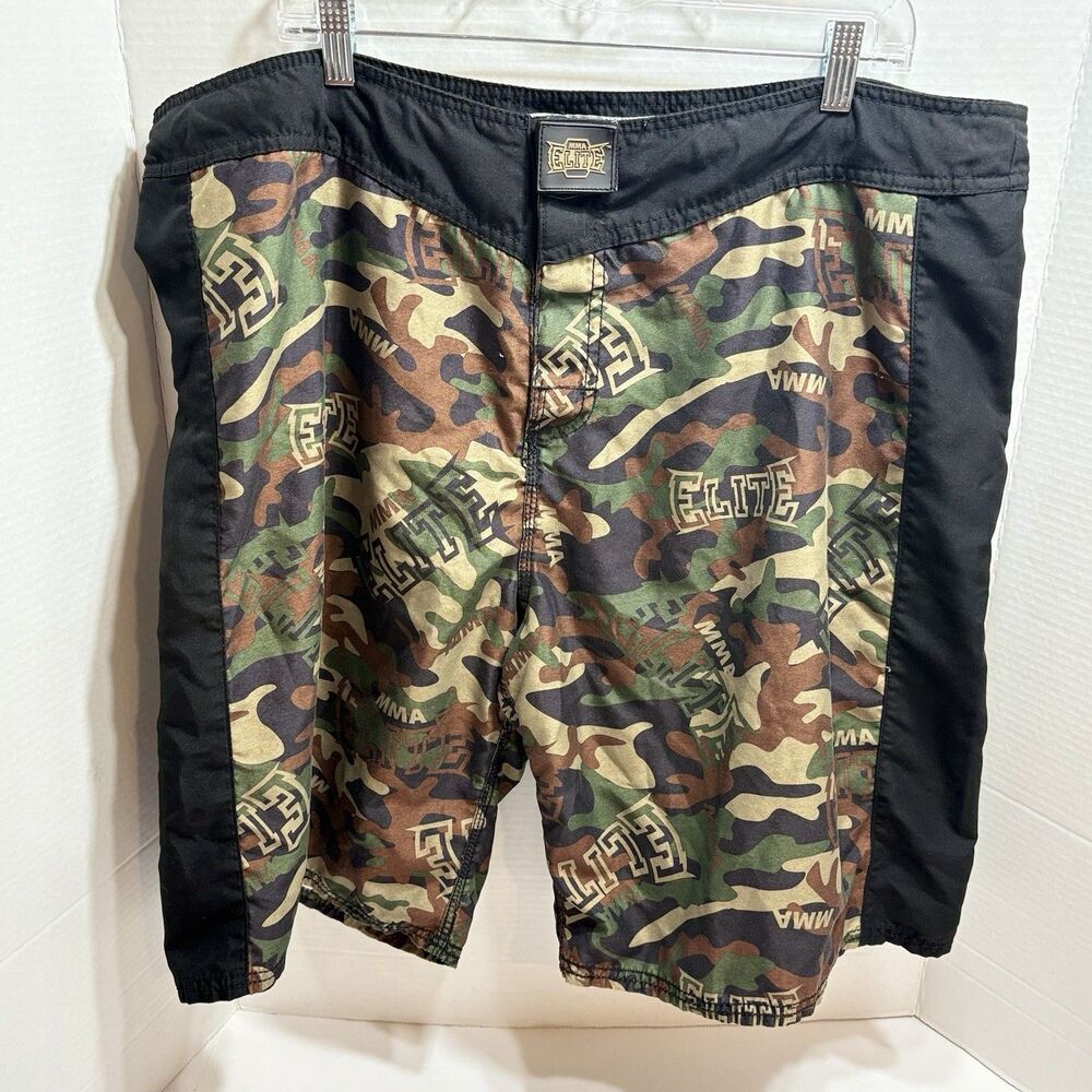 MMA Elite Fighting Shorts Mens XL Camo Black Boxing Workout Training Athletic